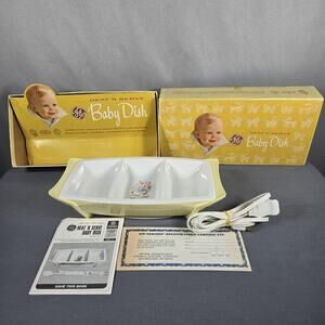 Vintage GE Heat ’N Serve Electric Baby Dish w/ Box Cord Manual 1950s Bunny